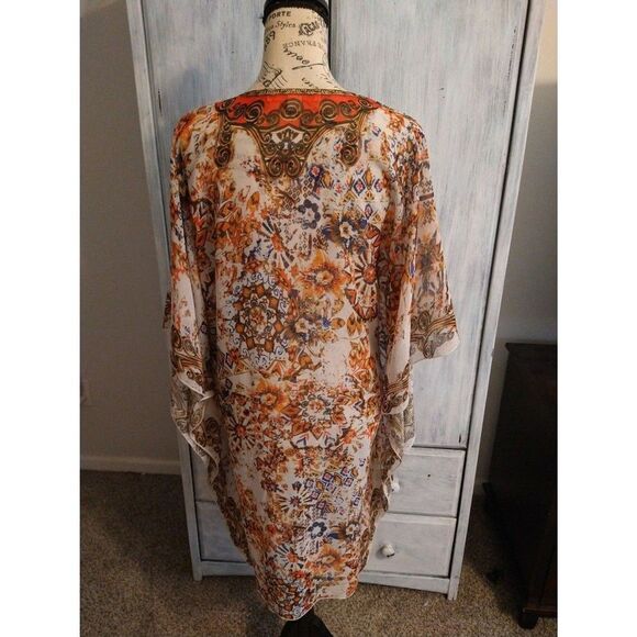 Boston proper Vneck sheer  poncho Small Embellished Boho Beachy Cottage Core - Picture 8 of 12